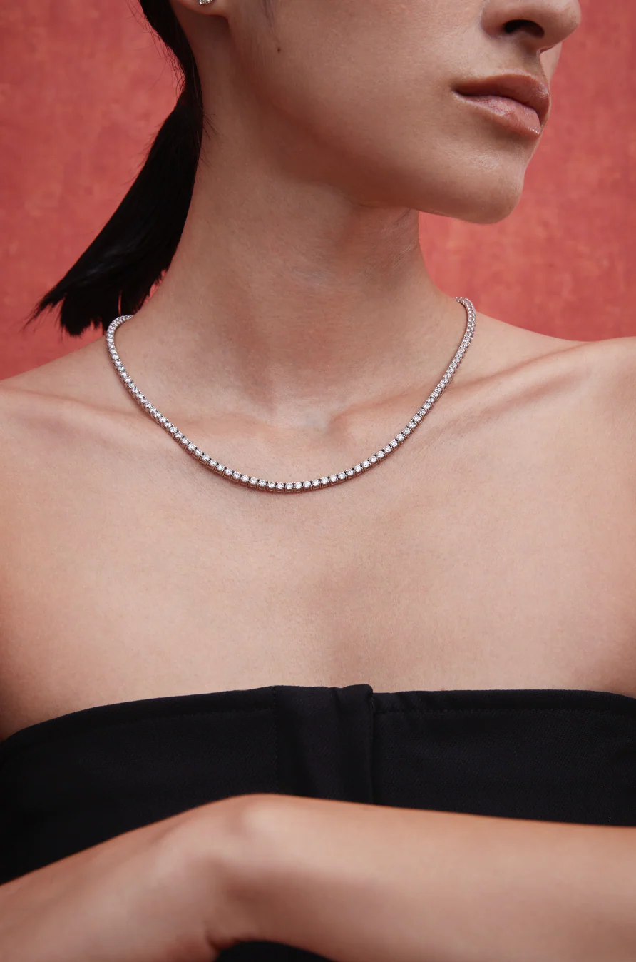 15ct Tennis Necklace White Gold - Image 6