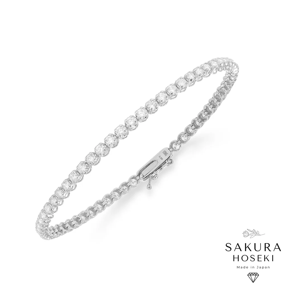 3ct Tennis Bracelet White Gold (Box Clasp) - Image 5